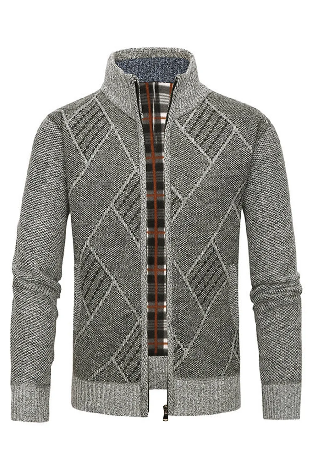 Men's Grey Stand Collar Zipper Loose Coat Top sold by Zapaka