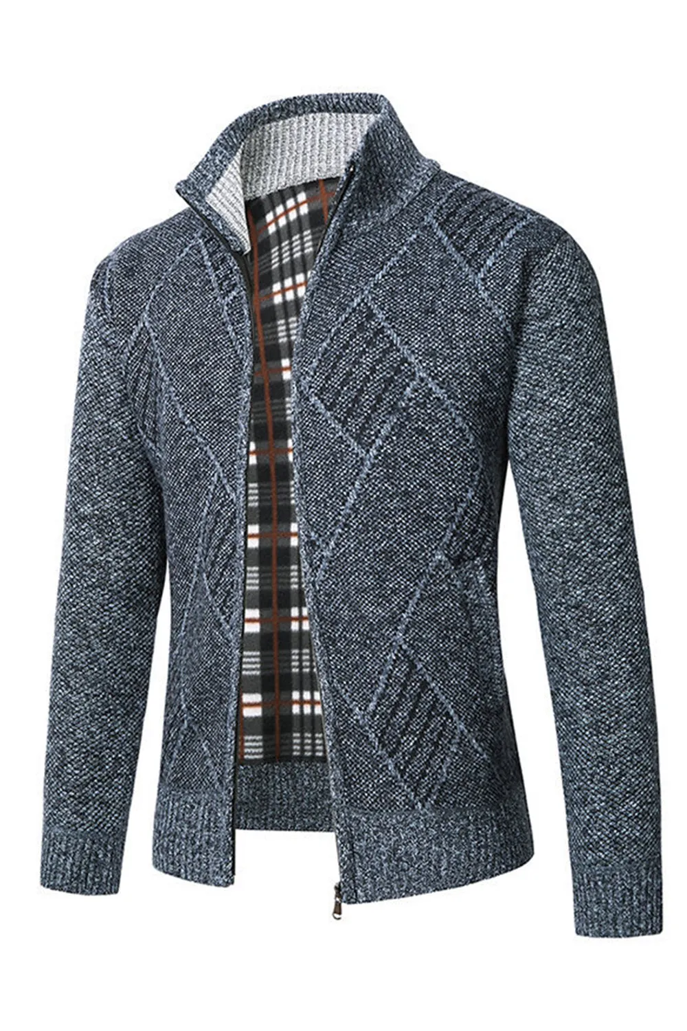 Men's Grey Stand Collar Zipper Loose Coat Top sold by Zapaka product image thumbnail 4