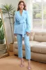Blue 2 Piece Peak Lapel Women's Suits with Belt sold by Zapaka