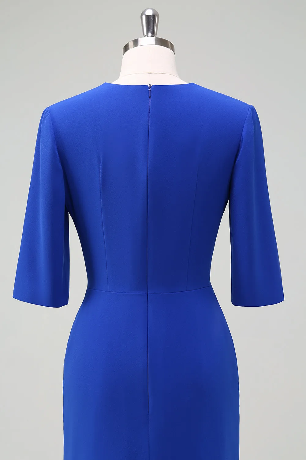 Royal Blue V-Neck Pleated Bodycon Cocktail Party Dress sold by Zapaka product image thumbnail 5