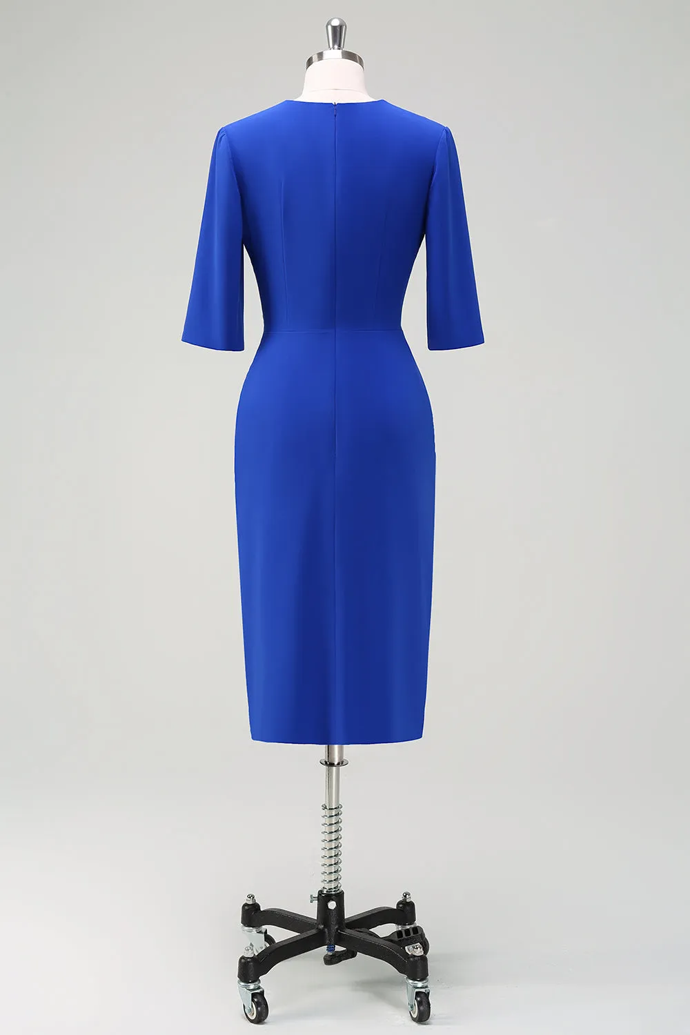 Royal Blue V-Neck Pleated Bodycon Cocktail Party Dress sold by Zapaka product image thumbnail 2