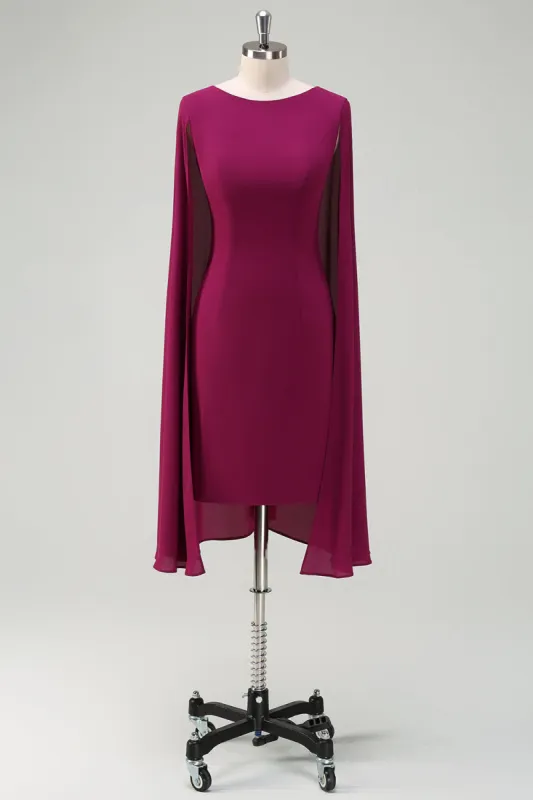 Grape Bodycon Cocktail Party Dress With Cape sold by Zapaka