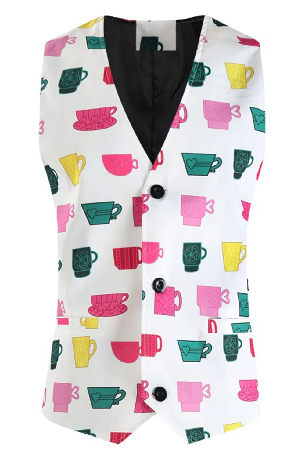 White Colorful Mug Christmas Print Men's Party Suits sold by Zapaka product image thumbnail 4