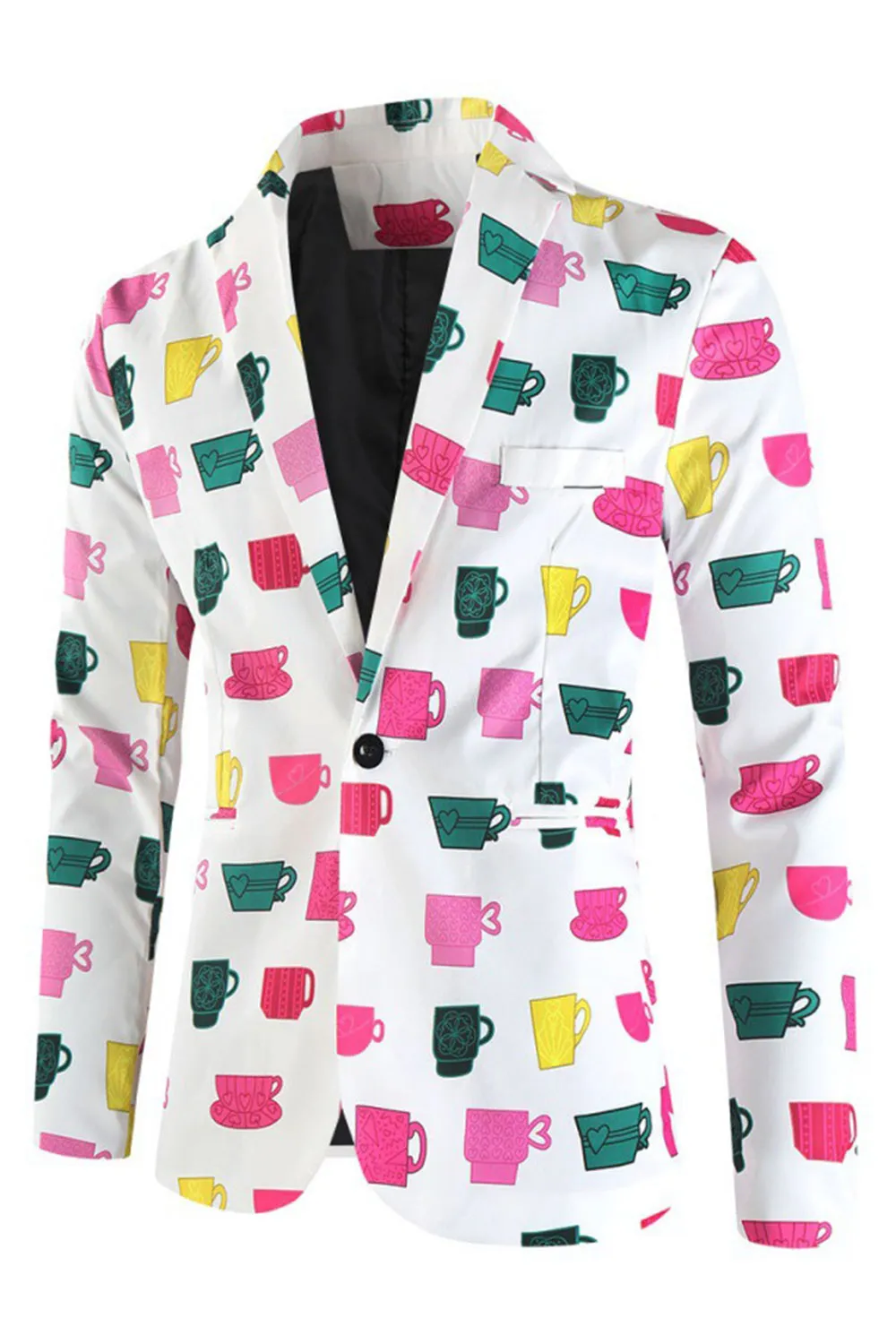White Colorful Mug Christmas Print Men's Party Suits sold by Zapaka product image thumbnail 3
