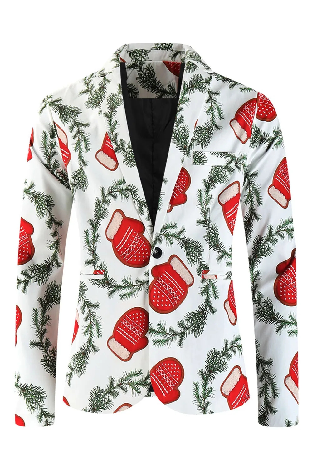 White Christmas Gloves Printed 3 Pieces Men's Suits sold by Zapaka product image thumbnail 4