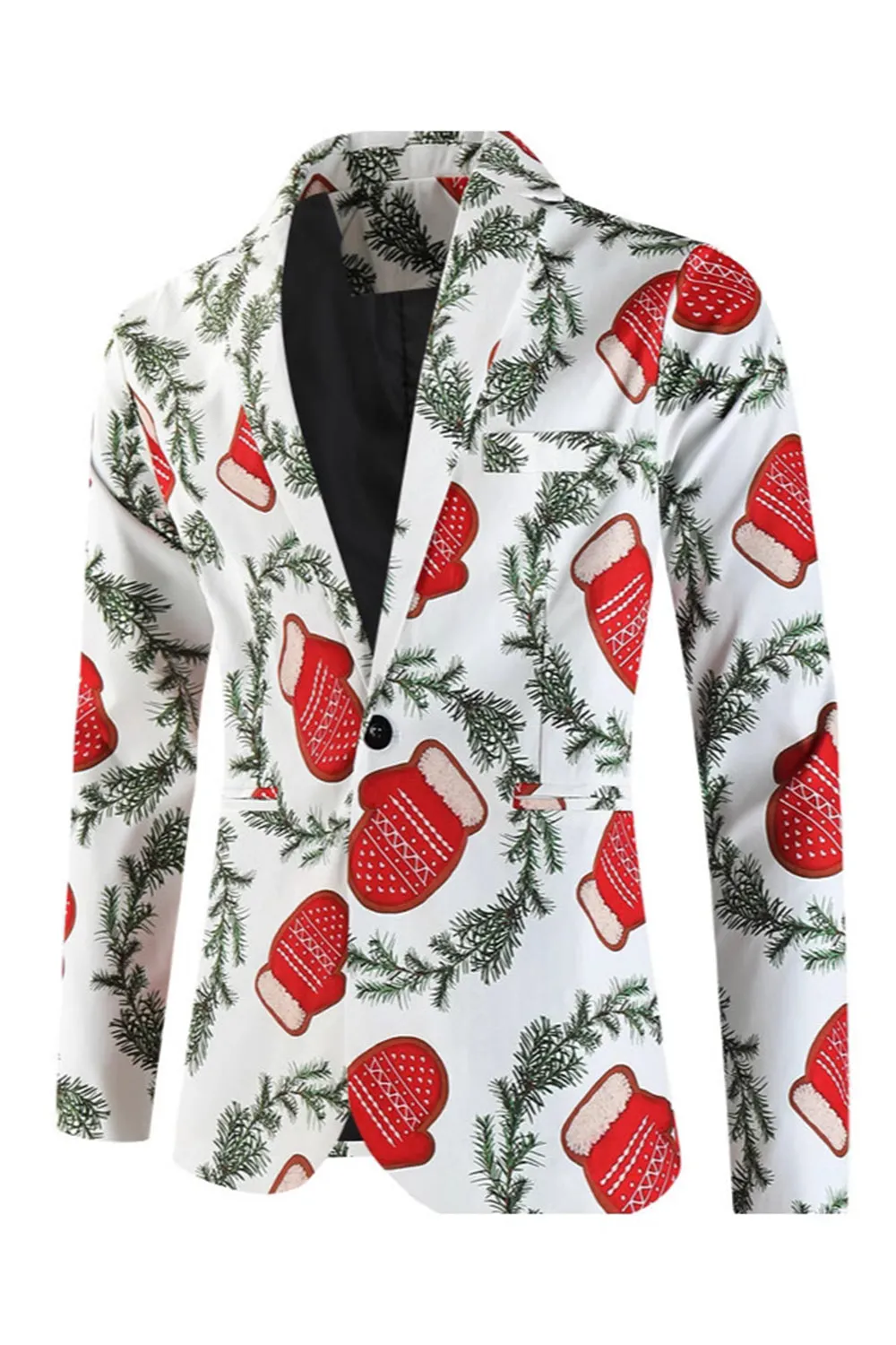 White Christmas Gloves Printed 3 Pieces Men's Suits sold by Zapaka product image thumbnail 5
