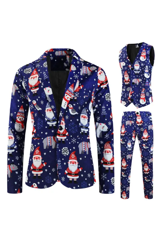 Navy Santa Claus 3-Piece Men's Suit for Christmas sold by Zapaka