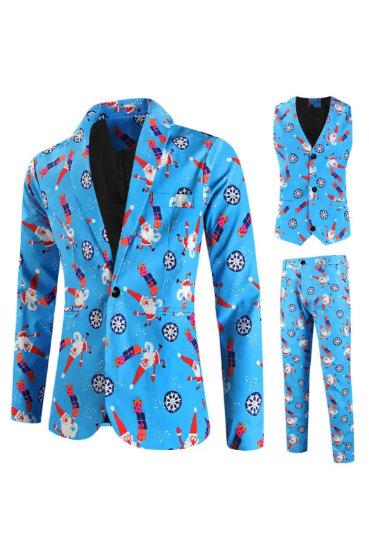 Blue Shawl Lapel 3-Piece Men's Suit for Christmas sold by Zapaka