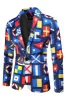 Blue Printed Notched Lapel Men's Party Suits sold by Zapaka