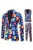 Blue Printed Notched Lapel Men's Party Suits sold by Zapaka