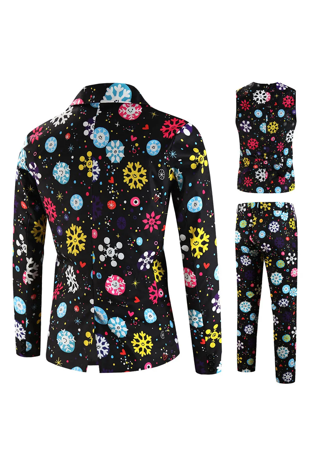 Black Snowflake 3 Piece Men's Christmas Suit sold by Zapaka product image thumbnail 2