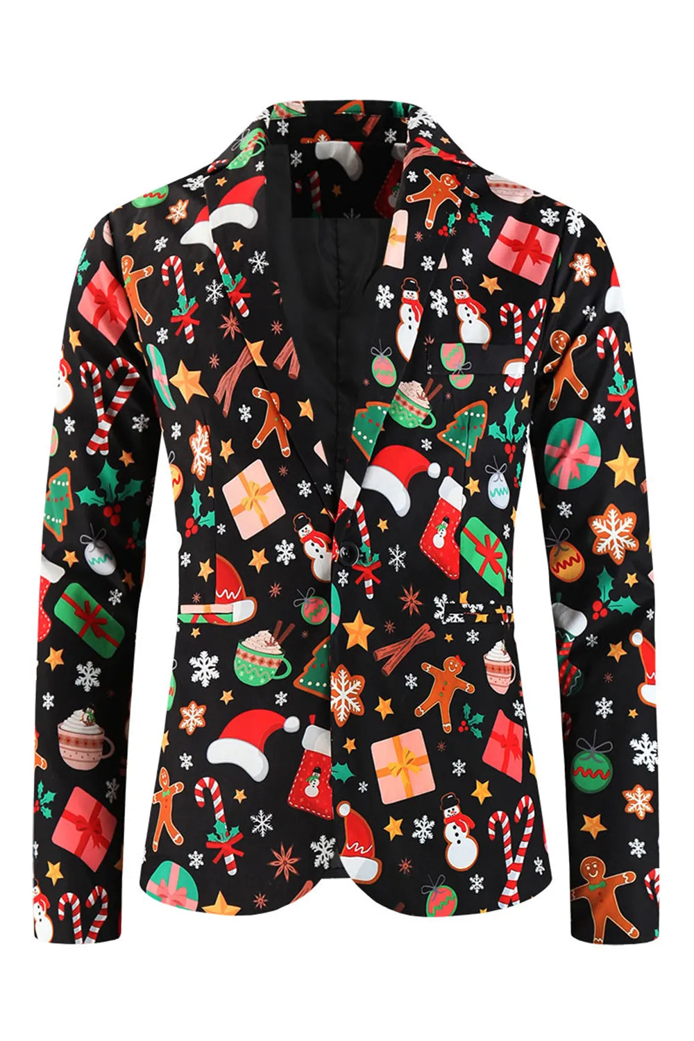 Black Christmas Printed Notched Lapel 3 Pieces Men's Suits sold by Zapaka product image thumbnail 3