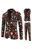 Black Christmas Printed Notched Lapel 3 Pieces Men's Suits sold by Zapaka