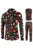 Black Christmas Printed Notched Lapel 3 Pieces Men's Suits sold by Zapaka