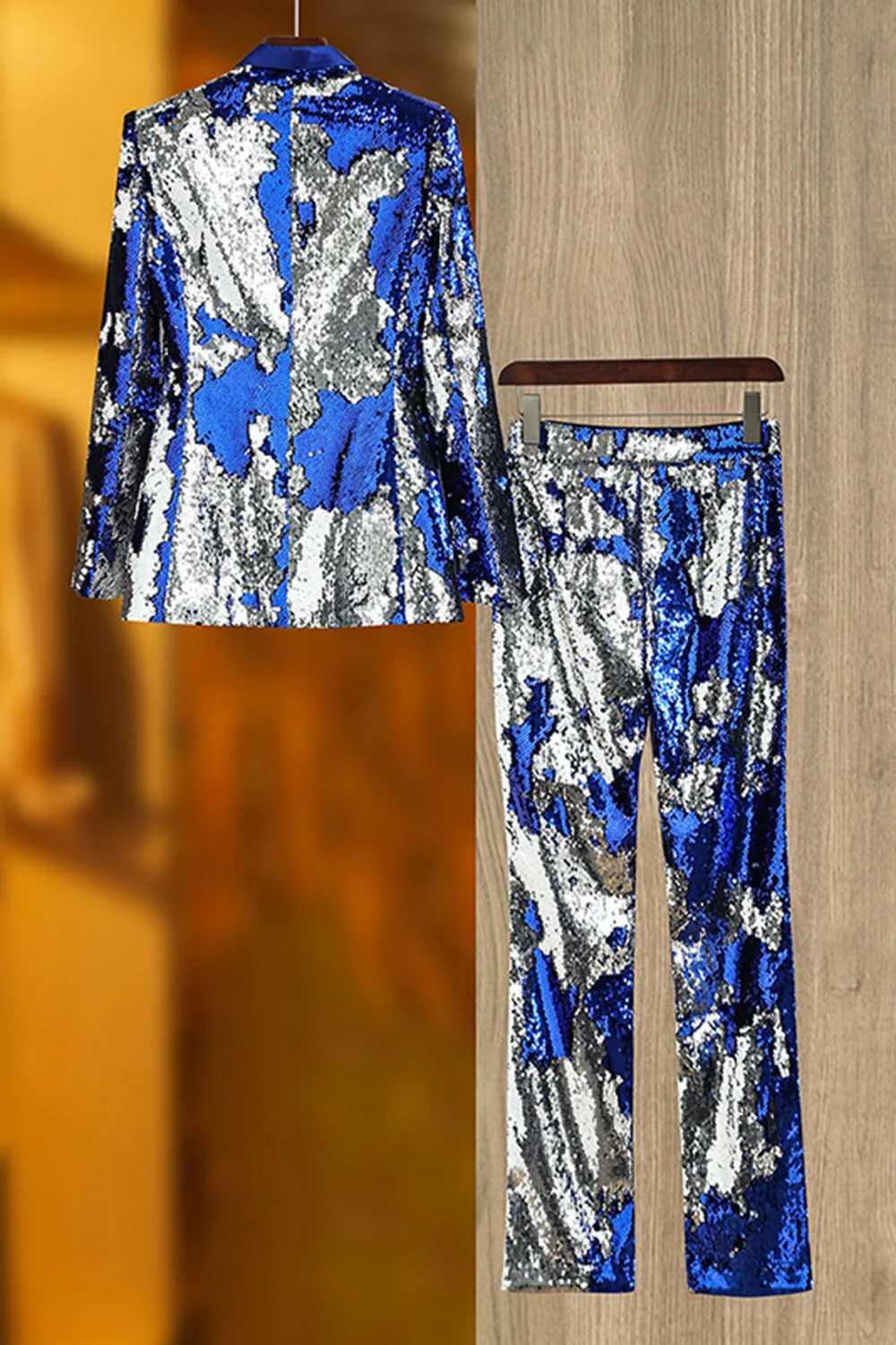 Sparkly Royal Blue Shawl Lapel Women's Party Suits sold by Zapaka product image thumbnail 2