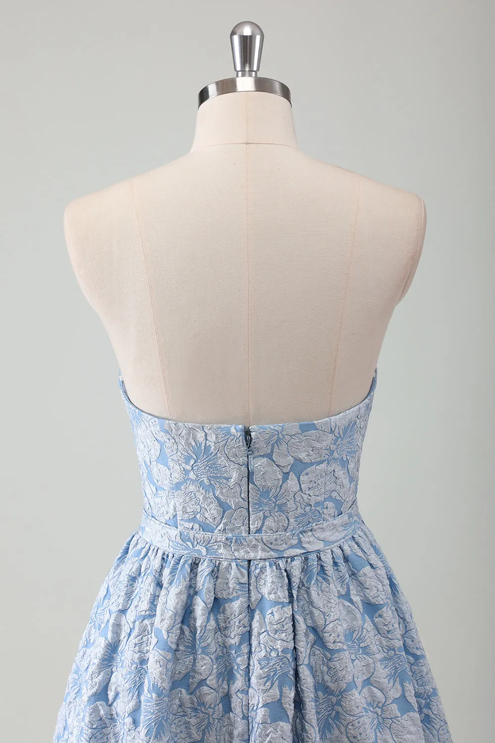 Blue Strapless A-Line Long Prom Dress with Belt sold by Zapaka product image thumbnail 4