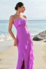 Tahiti Spaghetti Straps Chiffon Long Bridesmaid Dress with Ruffles sold by Zapaka