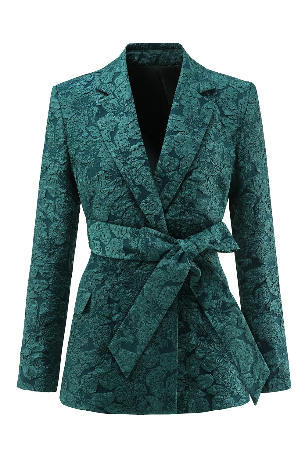 Dark Green 2 Piece 3D Flowers Women's Formal Suits with Belt sold by Zapaka product image thumbnail 2