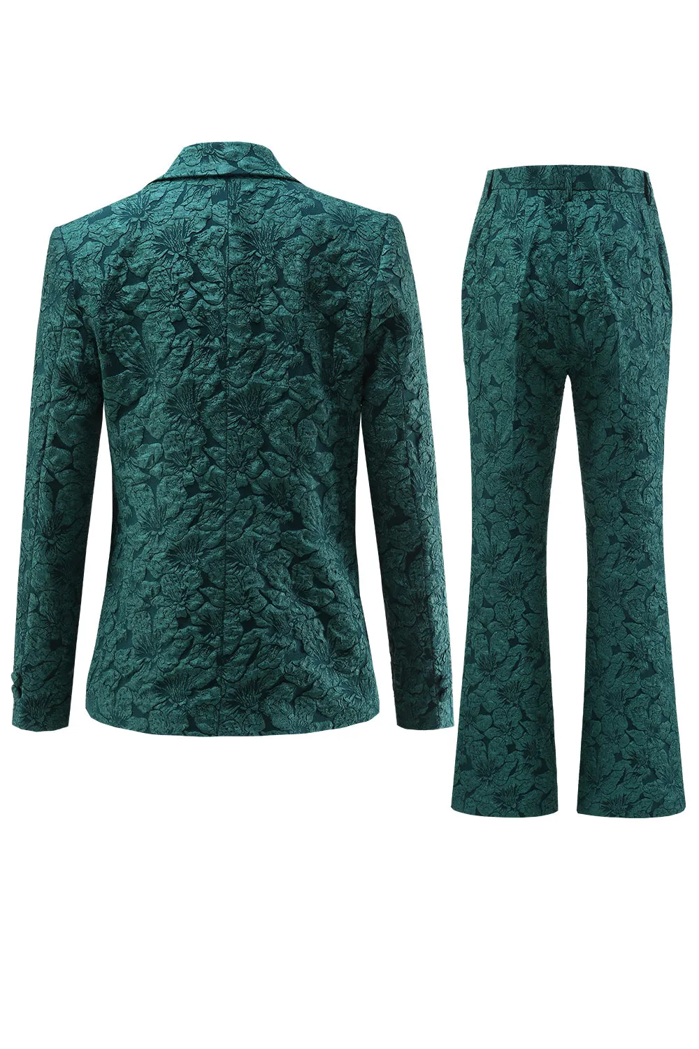 Dark Green 2 Piece 3D Flowers Women's Formal Suits with Belt sold by Zapaka product image thumbnail 3