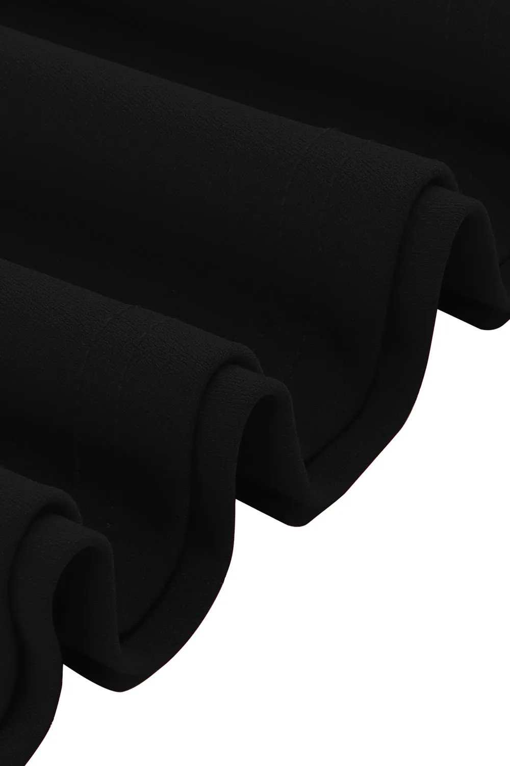 Black V-neck Short Sleeves A-Line Midi 1950s Dress with Belt sold by Zapaka product image thumbnail 4