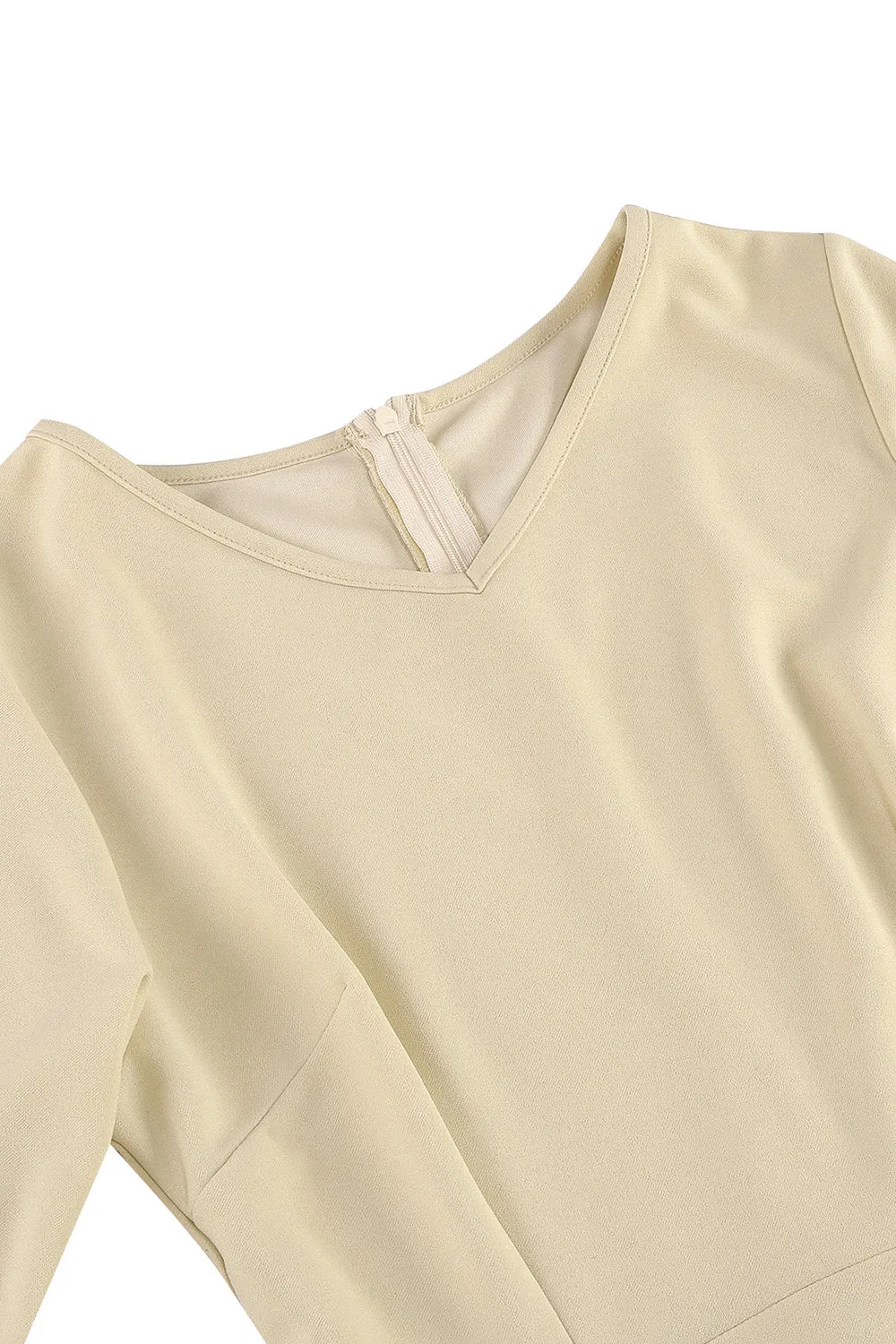 Apricot A-Line V-neck Half Sleeves Midi 1950s Dress sold by Zapaka product image thumbnail 4