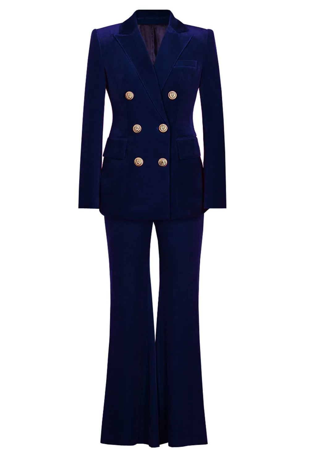 Navy Double Breasted Fitted 2 Piece Women's Suit sold by Zapaka