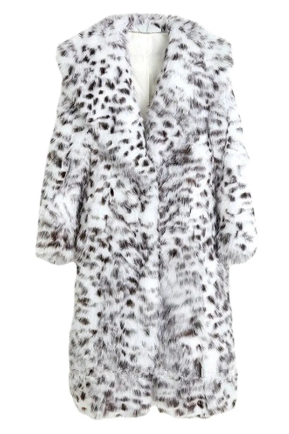 Black White Leopard Pattern Long Women's Coat sold by Zapaka