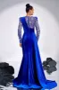 Royal Blue Beaded Mermaid Velvet Prom Dress sold by Zapaka