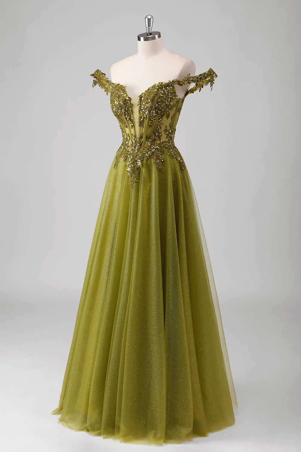 Olive A Line Off The Shoulder Corset Long Prom Dress sold by Zapaka product image thumbnail 3
