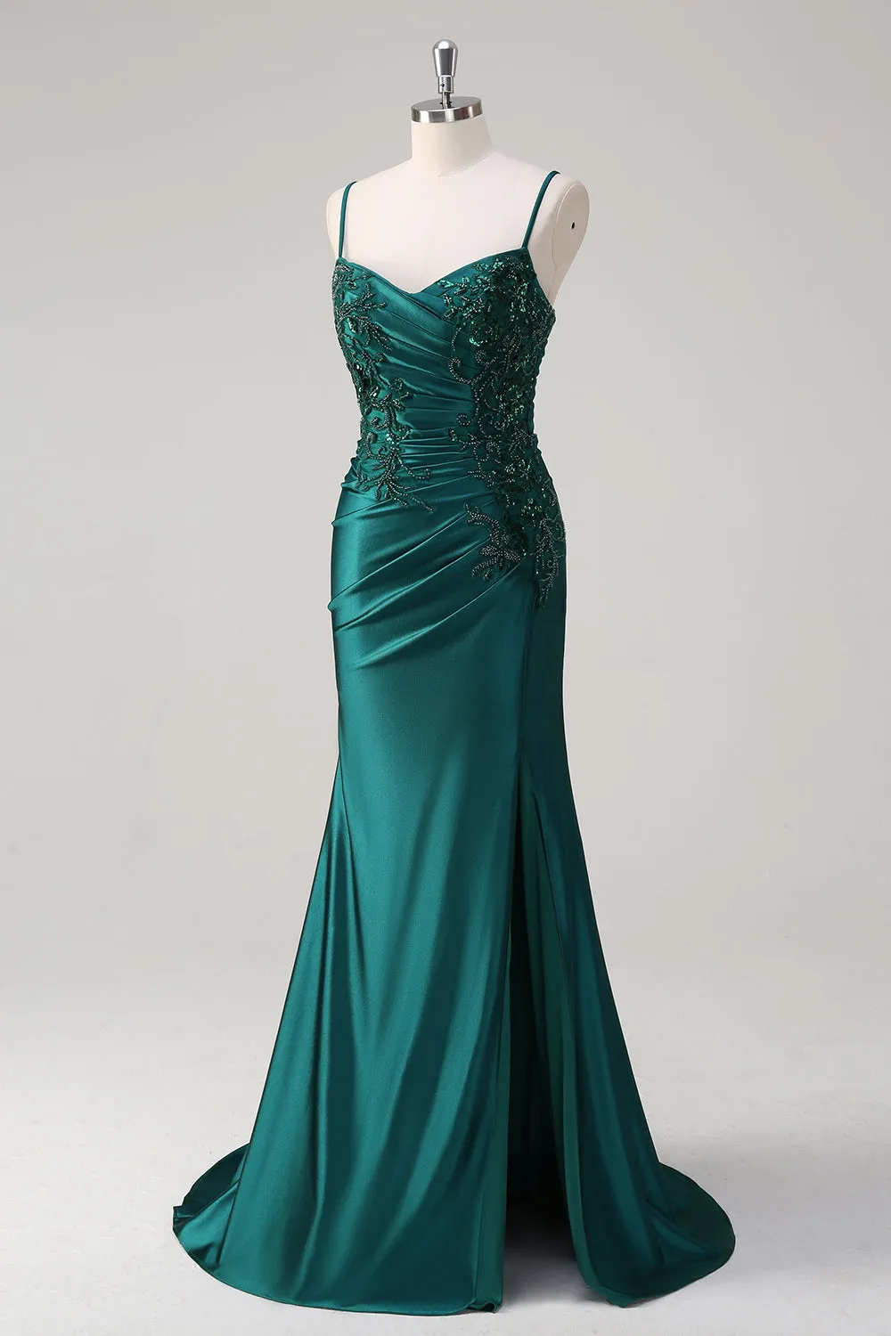 Sparkly Dark Green Mermaid Spaghetti Straps Prom Dress sold by Zapaka product image thumbnail 3