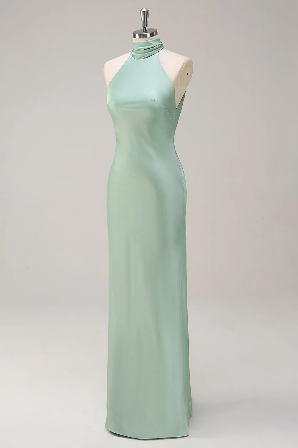 Agave Mermaid Halter Open Back Long Bridesmaid Dress sold by Zapaka product image thumbnail 3