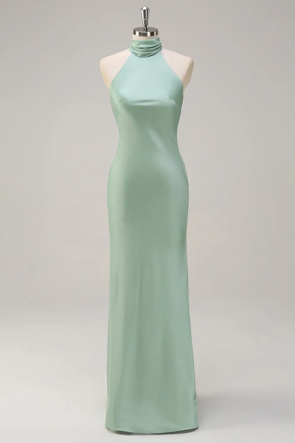 Agave Mermaid Halter Open Back Long Bridesmaid Dress sold by Zapaka
