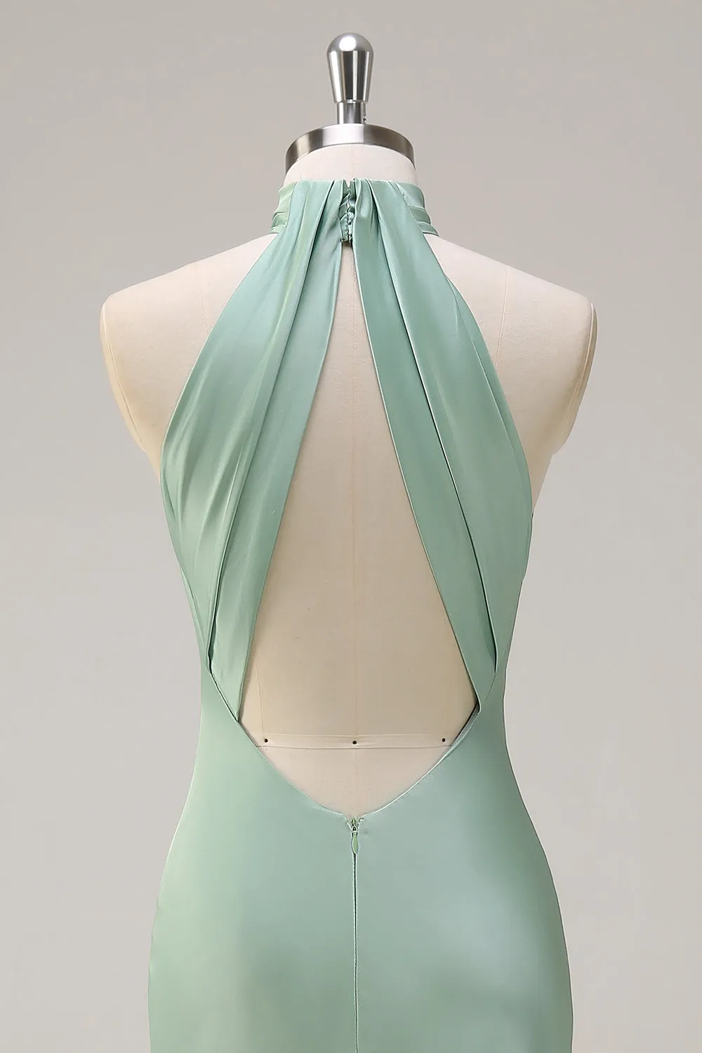 Agave Mermaid Halter Open Back Long Bridesmaid Dress sold by Zapaka product image thumbnail 5