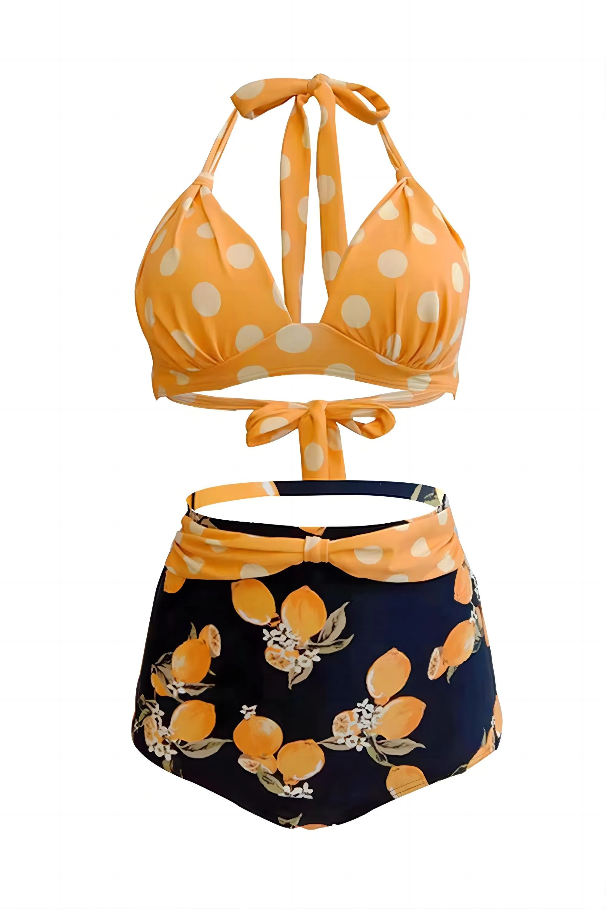 Blue Two Piece High Waist Polka Dots Swimwear sold by Zapaka product image thumbnail 2