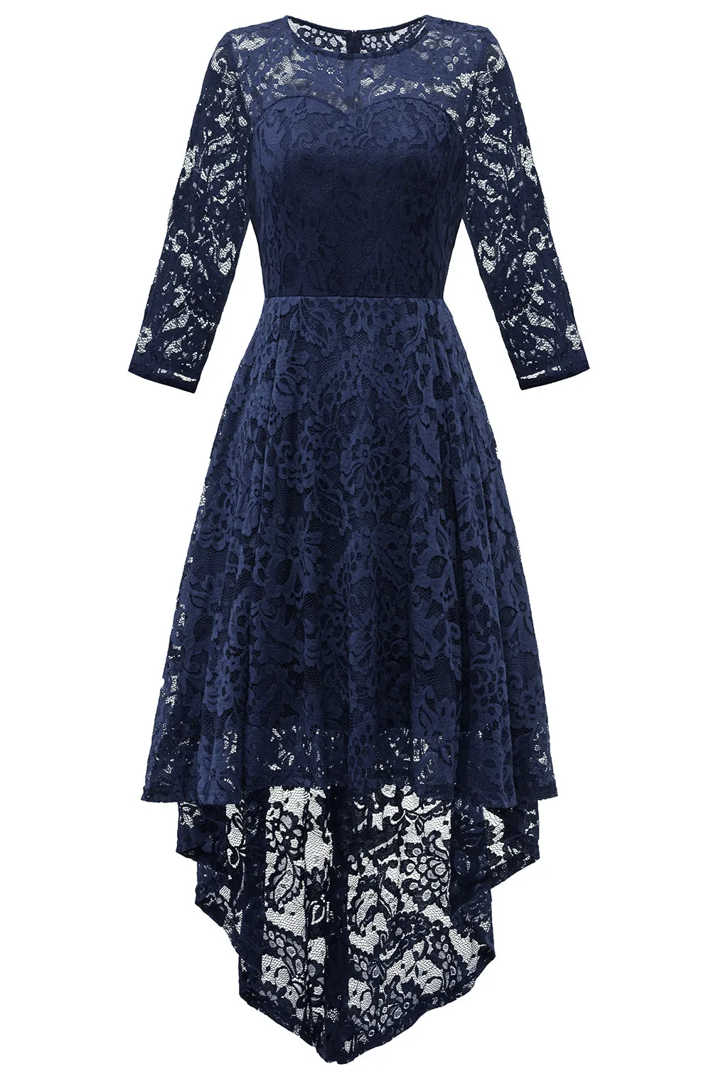 Navy High Low Lace Dress sold by Zapaka