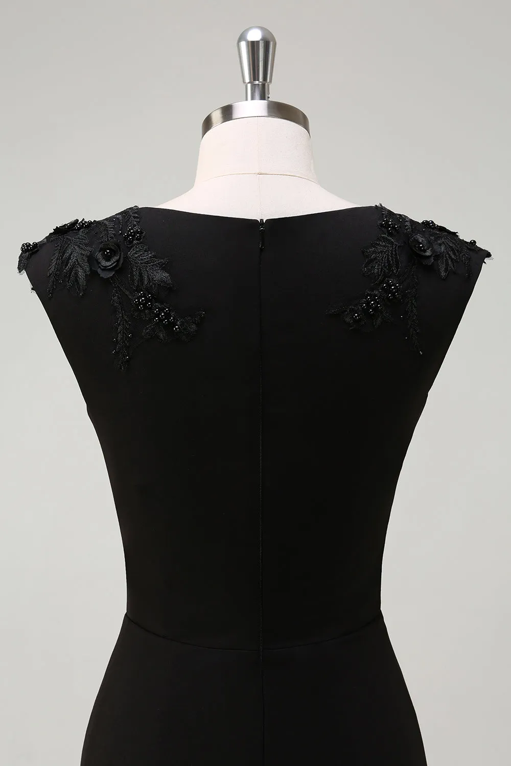 Black A-Line V-Neck Long Bridesmaid Dress with Applique Sequins sold by Zapaka product image thumbnail 5