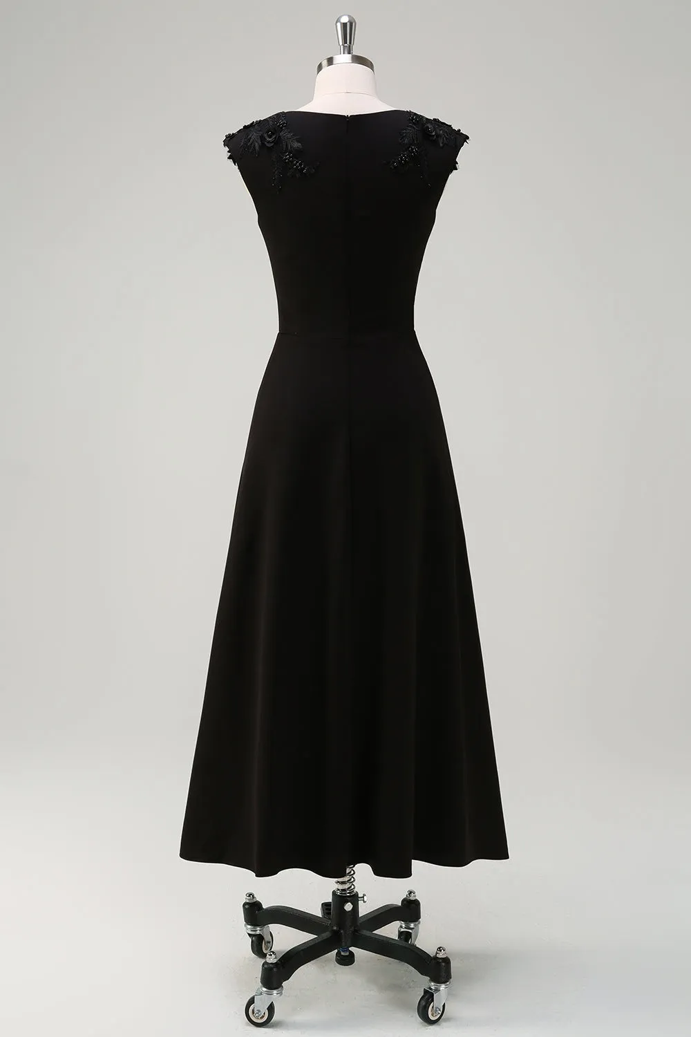 Black A-Line V-Neck Long Bridesmaid Dress with Applique Sequins sold by Zapaka product image thumbnail 2