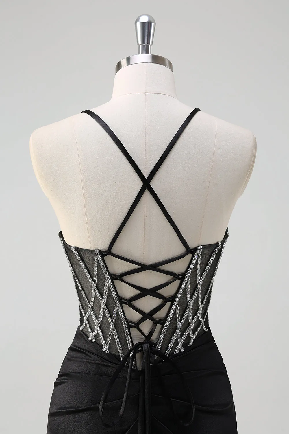 Sparkly Black Mermaid Halter Neck Beaded Long Prom Dress With Slit sold by Zapaka product image thumbnail 5