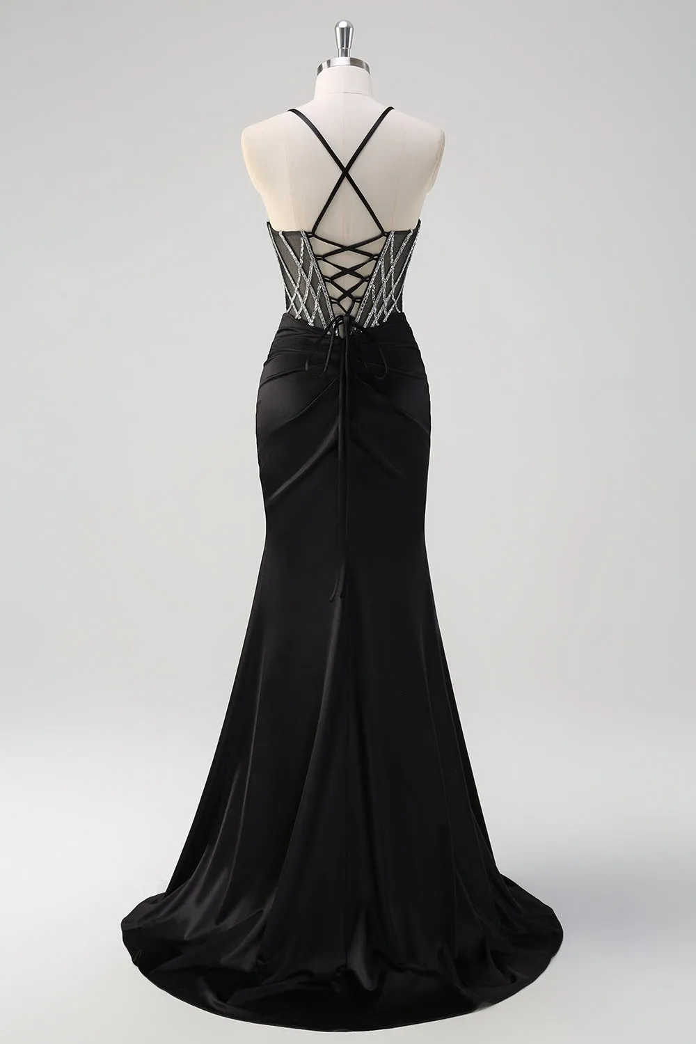 Sparkly Black Mermaid Halter Neck Beaded Long Prom Dress With Slit sold by Zapaka product image thumbnail 2
