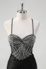 Sparkly Black Mermaid Halter Neck Beaded Long Prom Dress With Slit sold by Zapaka