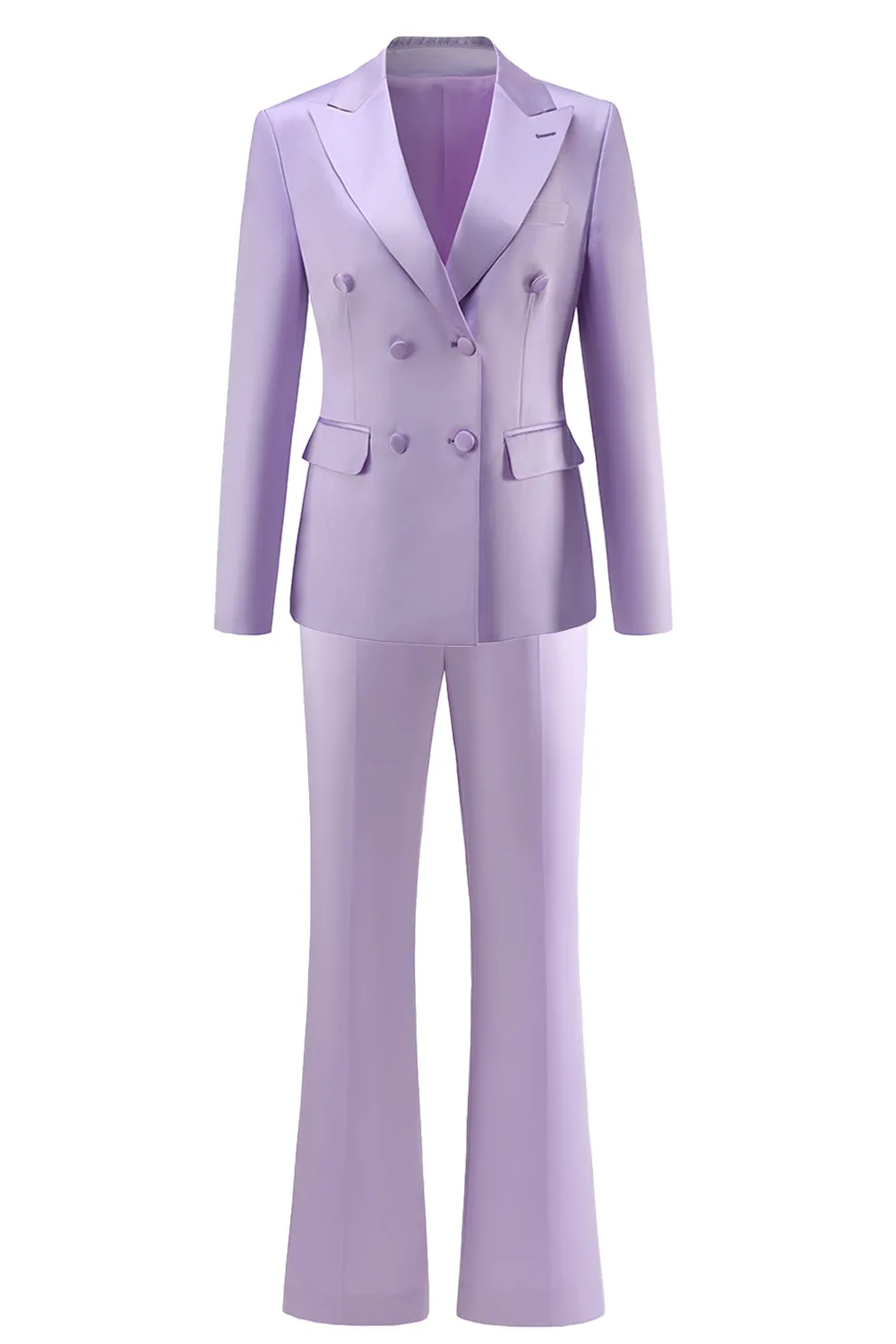 Purple Satin Double Breasted Peak Lapel 2 Pieces Women Suits sold by Zapaka