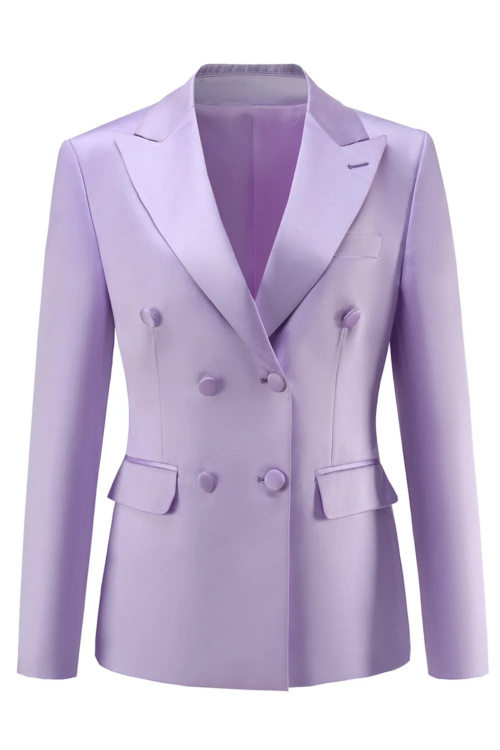 Purple Satin Double Breasted Peak Lapel 2 Pieces Women Suits sold by Zapaka product image thumbnail 5