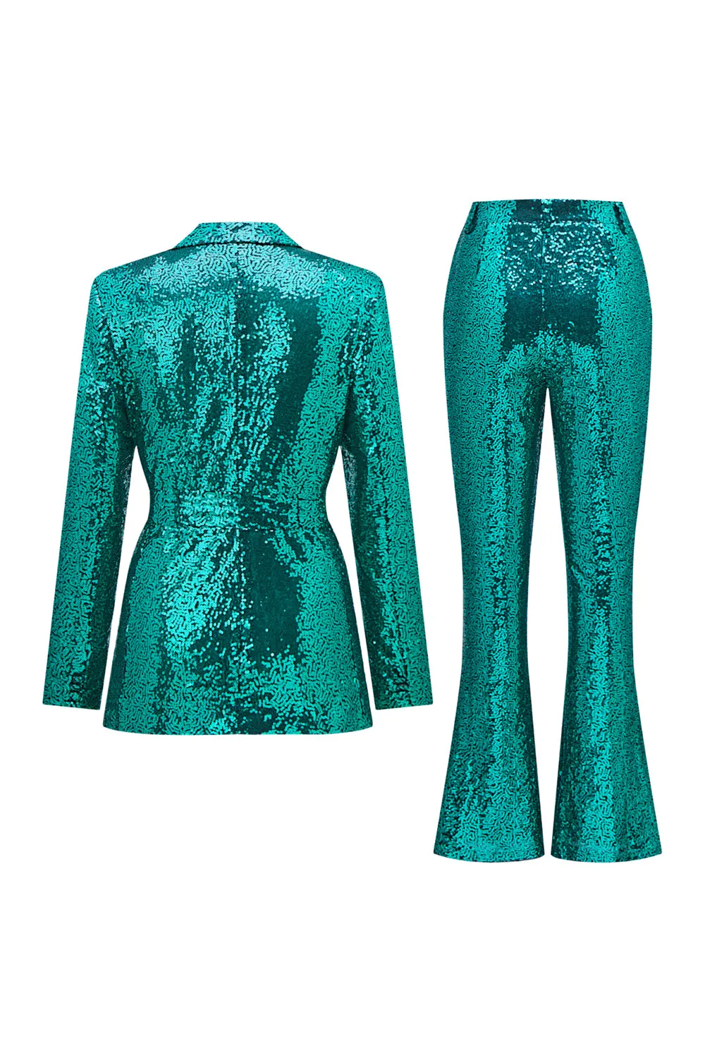 Glitter Green Sequins Notched Lapel Women Suits with Belt sold by Zapaka product image thumbnail 2