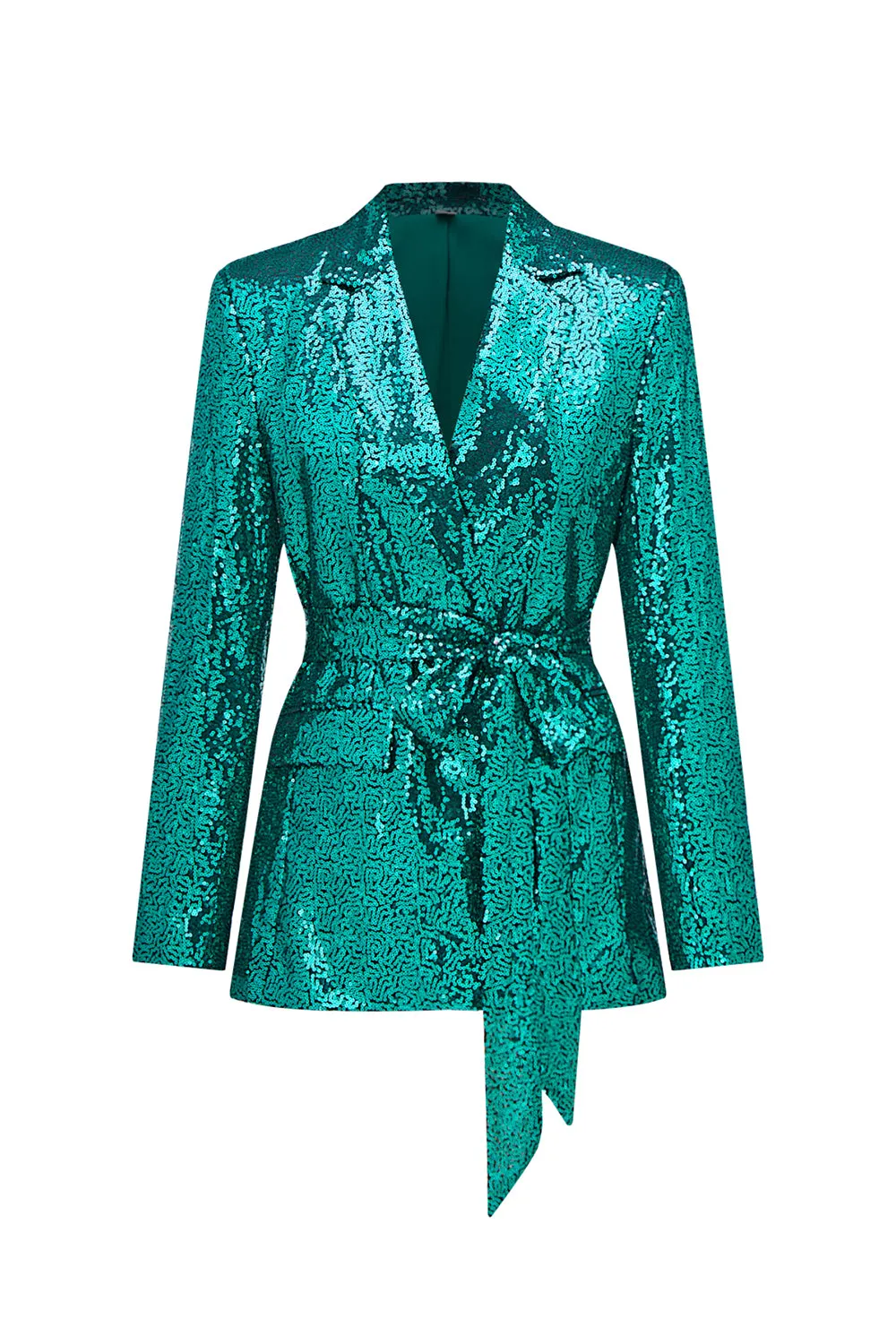 Glitter Green Sequins Notched Lapel Women Suits with Belt sold by Zapaka product image thumbnail 4