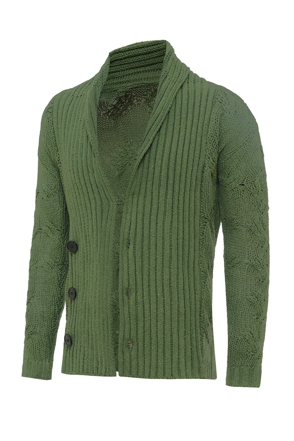 Green Shawl Collar Long Sleeves Men's Cardigan Sweater sold by Zapaka product image thumbnail 3