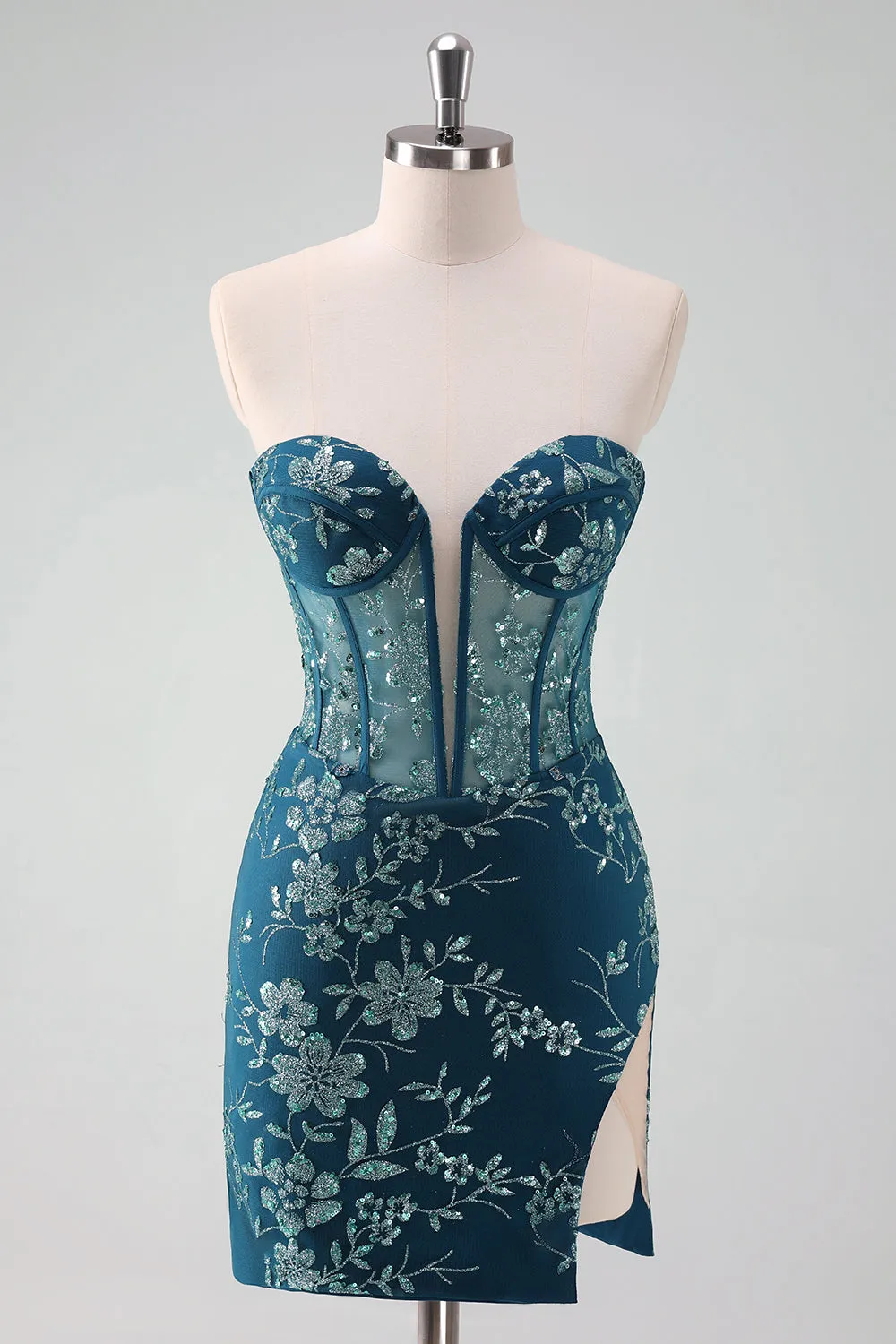 Dark Green Corset Strapless Detachable Homecoming Dress sold by Zapaka product image thumbnail 5
