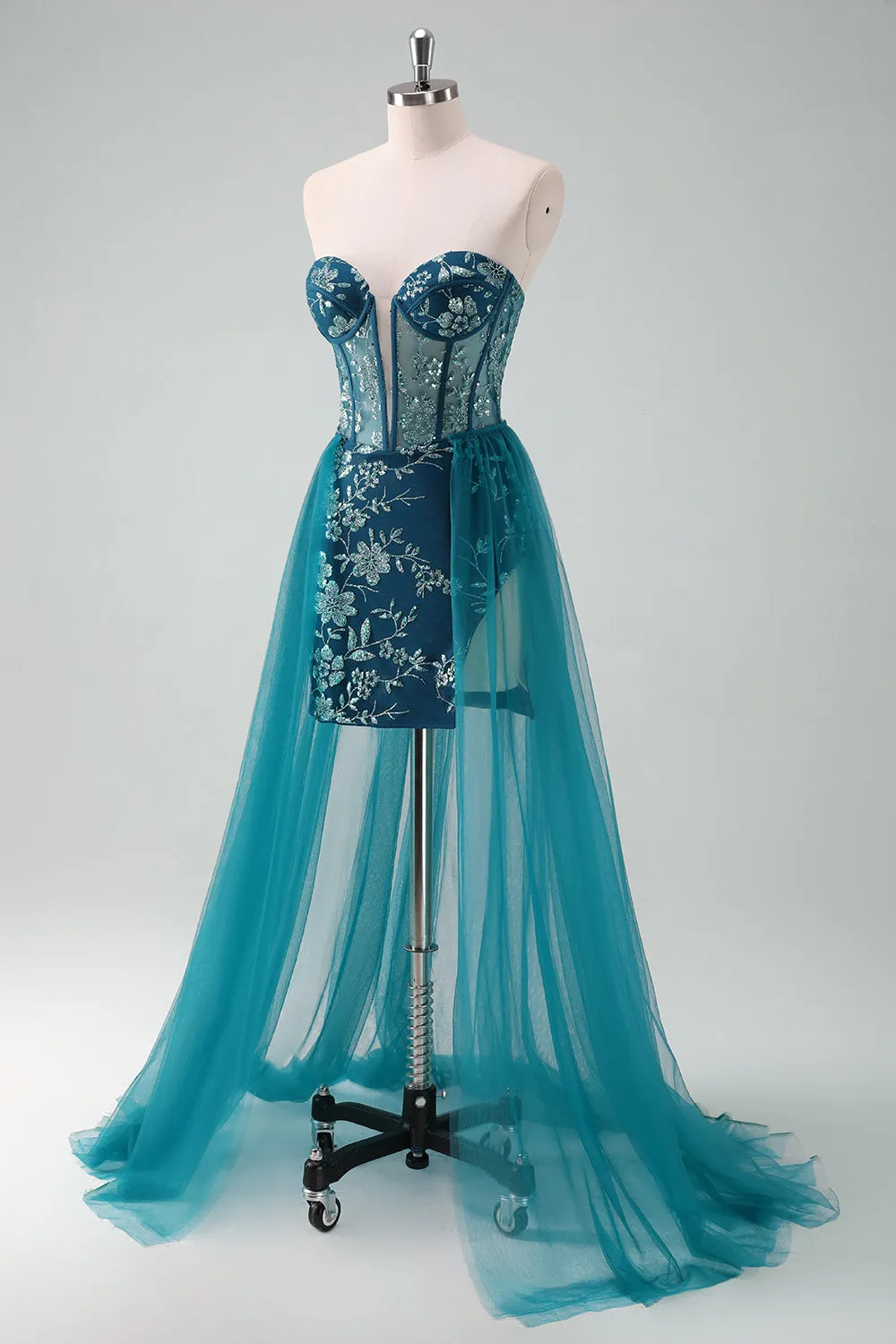 Dark Green Corset Strapless Detachable Homecoming Dress sold by Zapaka product image thumbnail 3