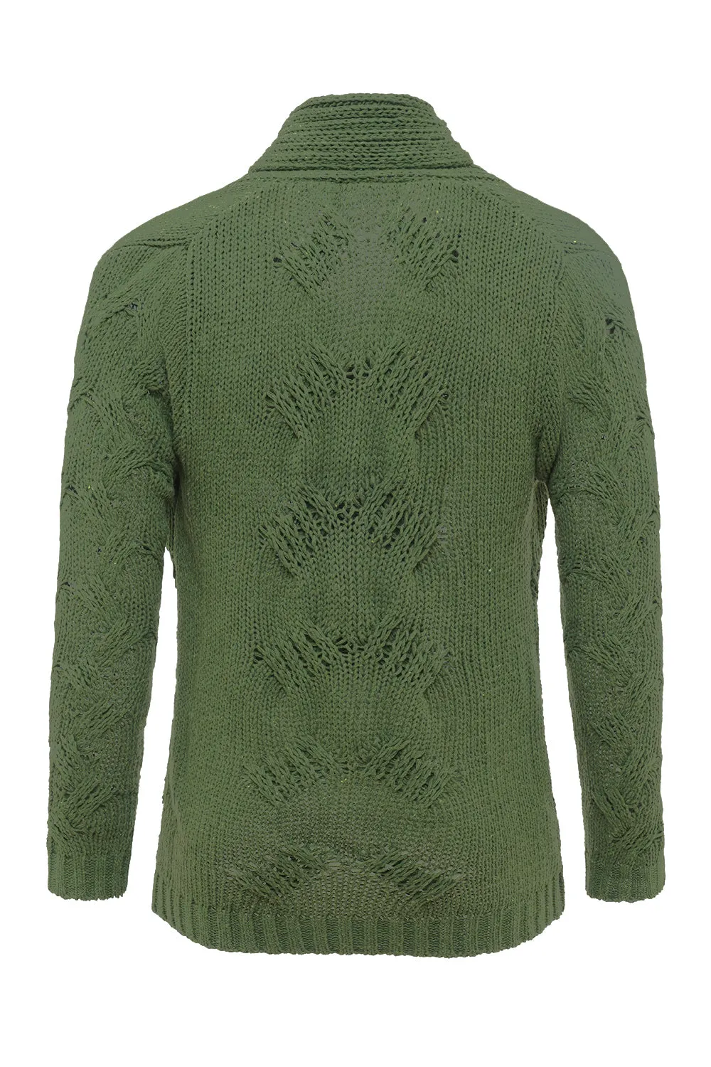 Green Shawl Collar Long Sleeves Men's Cardigan Sweater sold by Zapaka product image thumbnail 2