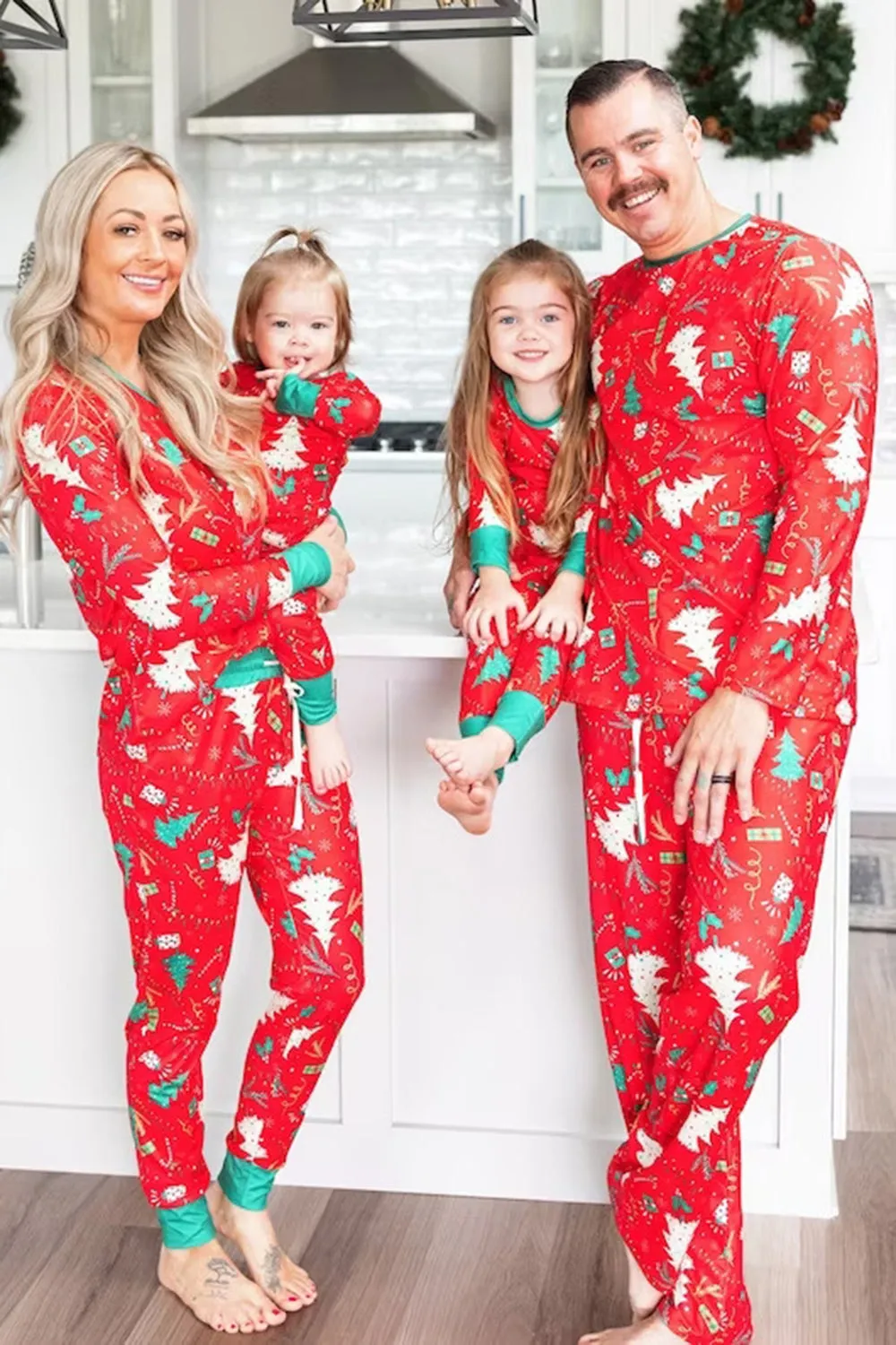 Red Christmas Tree Printed Family Matching Pajama Sets sold by Zapaka