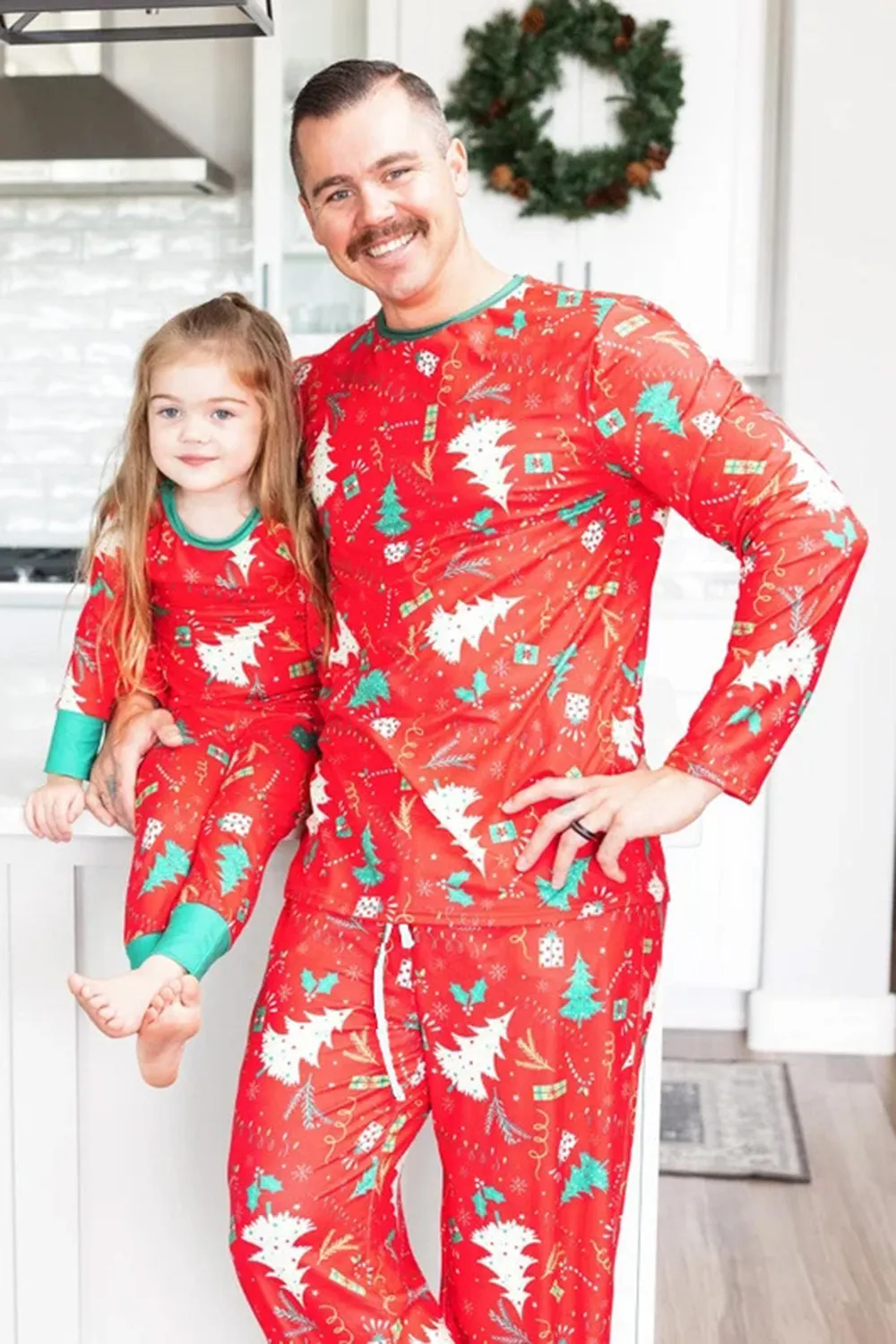 Red Christmas Tree Printed Family Matching Pajama Sets sold by Zapaka product image thumbnail 2